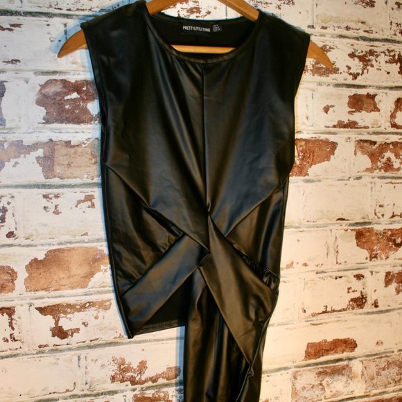 PrettyLittleThing Asymmetrical Faux Leather Tank - Picture 1 of 5